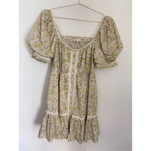 Elegant Floral Puff Sleeve Mini Dress